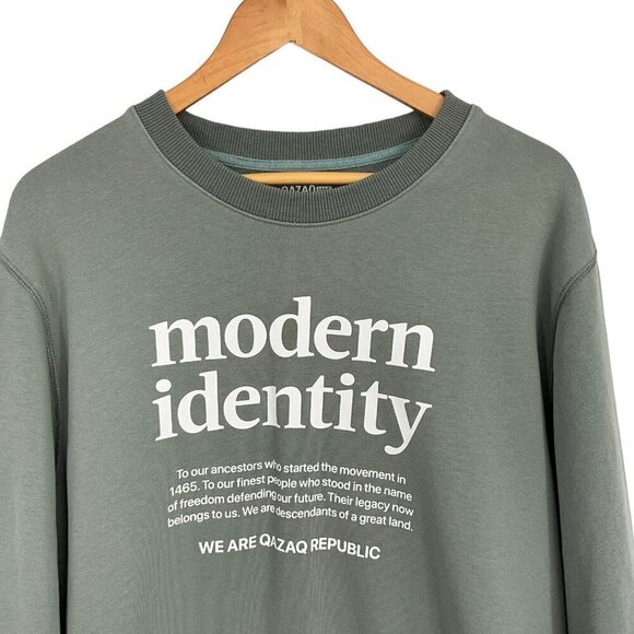 Qazaq Republic Men's Size M Sweatshirt Green Modern Identity Long Sleeve Crew - Picture 2 of 7